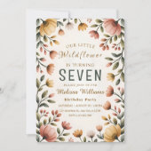 Rustic Wildflower Girl Birthday 招待状 (正面)