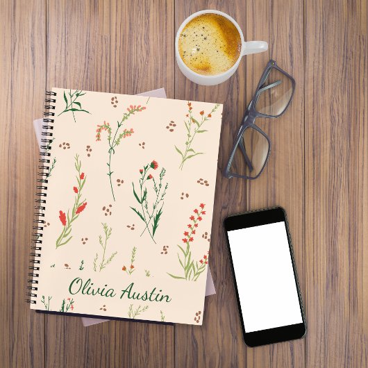 Rustic Wildflower Journal Personalized  ノートブック