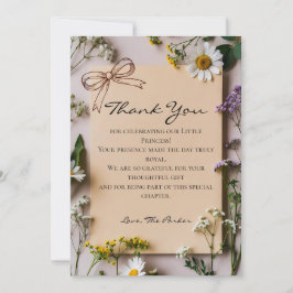 Rustic Wildflower Little Princess Baby Shower サンキューカード