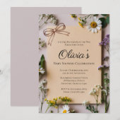 Rustic Wildflower Little Princess Baby Shower 招待状 (正面/裏面)