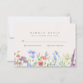 Rustic Wildflower Meadow ウェディングRSVP 出欠カード (正面)