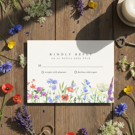 Rustic Wildflower Meadow ウェディングRSVP 出欠カード