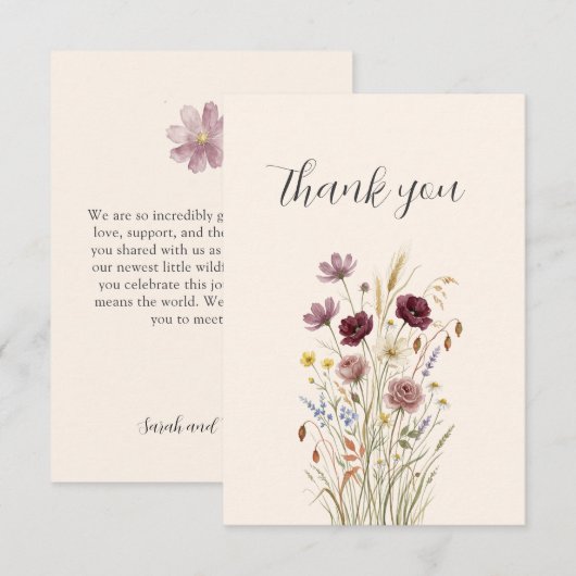Rustic Wildflower Meadow Thank You Card サンキューカード (正面/裏面)