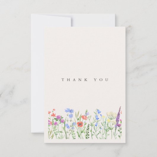 Rustic Wildflower Meadow Wedding Photo サンキューカード (正面)