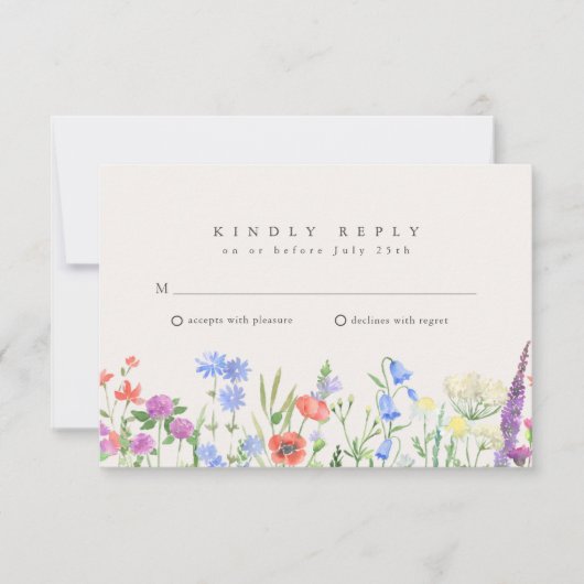 Rustic Wildflower Meadow Wedding RSVP (正面)