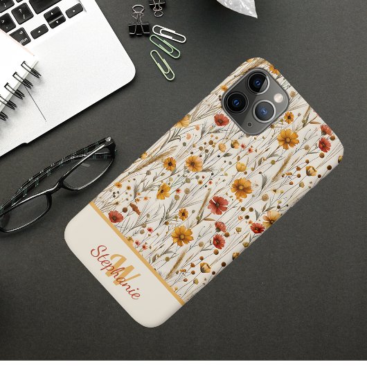 Rustic Wildflower Monogram - Boho Floral Pattern Case-Mate iPhoneケース