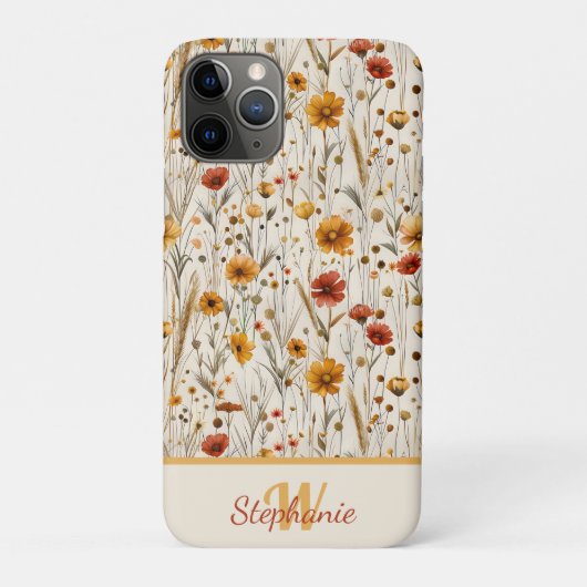 Rustic Wildflower Monogram - Boho Floral Pattern Case-Mate iPhoneケース (裏)