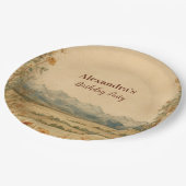 Rustic Wildflower Mountain Birthday ペーパープレート (アングル)