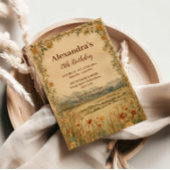 Rustic Wildflower Mountain Birthday 招待状