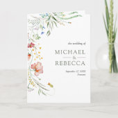 Rustic Wildflower Photo Collage QR Code Wedding 招待状 (正面)