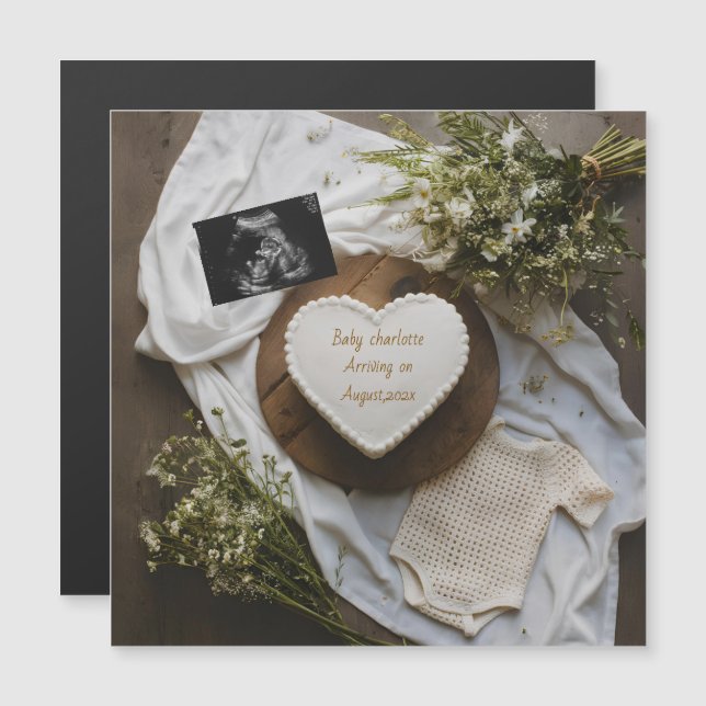 Rustic wildflower pregnancy announcement keepsake  (正面/裏面)
