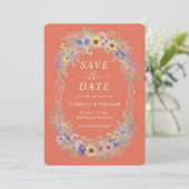 Rustic Wildflower Save The Date Terracotta Bloom 招待状 (スタンド正面)