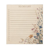 Rustic Wildflower To Do List Teacher Nature Gift ノートパッド (正面)