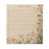 Rustic Wildflower To Do List Teacher Nature Gift ノートパッド (正面)