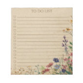 Rustic Wildflower To Do List Teacher Nature Gift ノートパッド (正面)