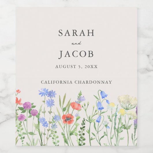 Rustic Wildflower Wedding ワインラベル (シングルラベル)