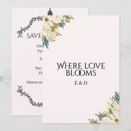 Rustic Wildflower Wedding Invitation 招待状 (正面/裏面)