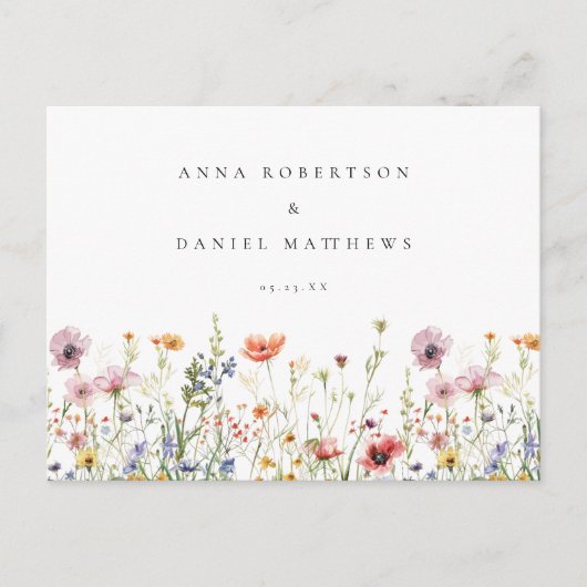 Rustic Wildflower Wedding RSVP ポストカード (正面)