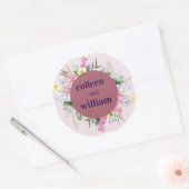 Rustic Wildflower Wedding Sticker – Folk Floral Ro ラウンドシール (封筒)
