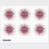 Rustic Wildflower Wedding Sticker – Folk Floral Ro ラウンドシール (シート)