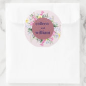 Rustic Wildflower Wedding Sticker – Folk Floral Ro ラウンドシール (バッグ)
