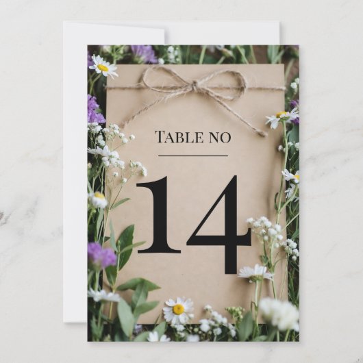 Rustic Wildflower Wedding Table Number 招待状 (正面)