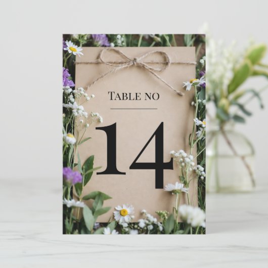 Rustic Wildflower Wedding Table Number 招待状 (スタンド正面)