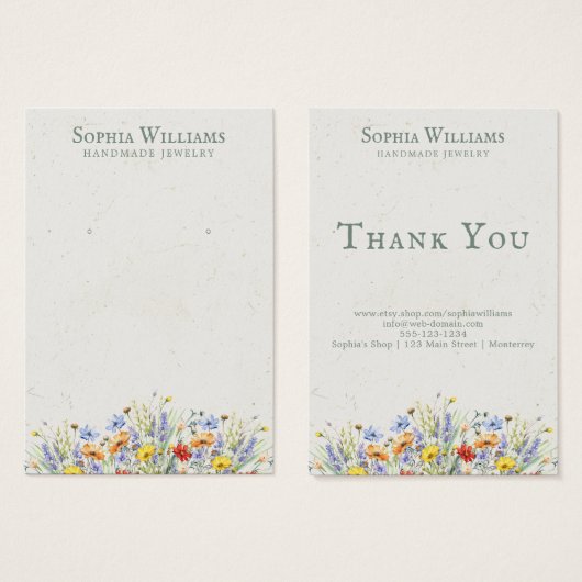 Rustic Wildflowers Boarder Earring Display Card (正面&裏面)