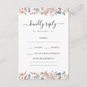 Rustic Wildflowers Bohemian Wedding RSVP Cards エンクロージャーカード (正面)