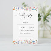 Rustic Wildflowers Bohemian Wedding RSVP Cards エンクロージャーカード (スタンド正面)