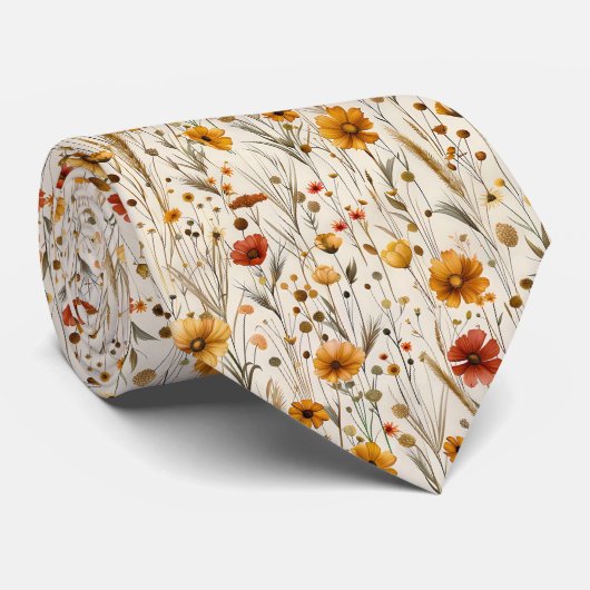 Rustic Wildflowers - Boho Fall Floral Pattern ネクタイ (ロール)