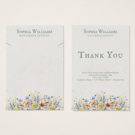 Rustic Wildflowers Border Necklace Display Card (正面&裏面)