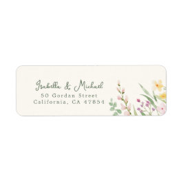Rustic Wildflowers Floral Wedding Return Address ラベル