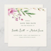 Rustic Wildflowers Floral Wedding Save the Date セーブザデート (正面/裏面)