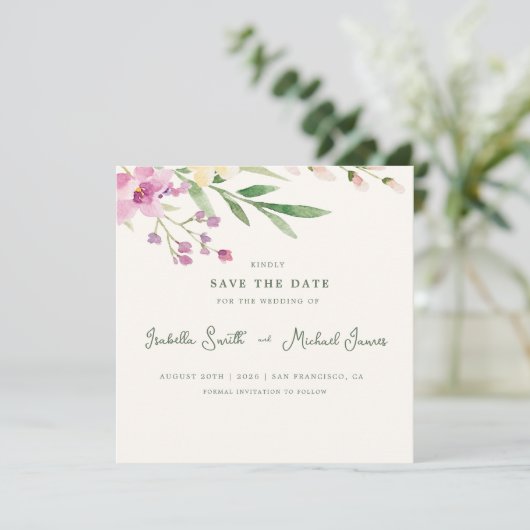 Rustic Wildflowers Floral Wedding Save the Date セーブザデート (スタンド正面)