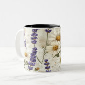 Rustic Wildflowers Pillow & Mug - Lavender Sage Fl ツートーンマグカップ (正面左)