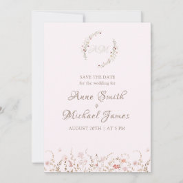 Rustic Wildflowers with Photo Boho Country Floral セーブザデート