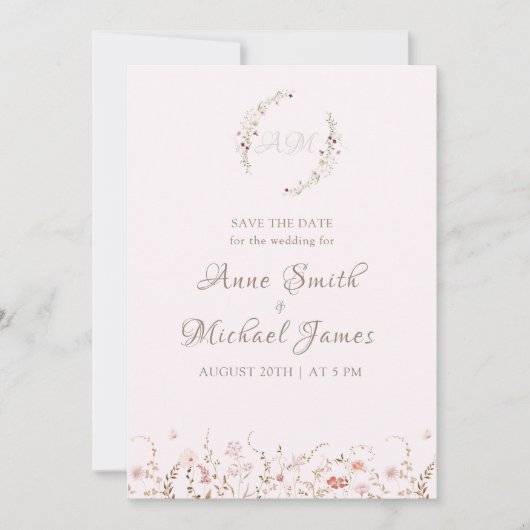 Rustic Wildflowers with Photo Boho Country Floral セーブザデート (正面)