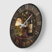 Rustic Wine Cellar Vineyard Winery Decor ラージ壁時計 (傾斜)