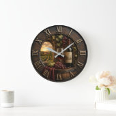 Rustic Wine Cellar Vineyard Winery Decor ラージ壁時計 (ホーム)