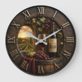 Rustic Wine Cellar Vineyard Winery Decor ラージ壁時計 (正面)