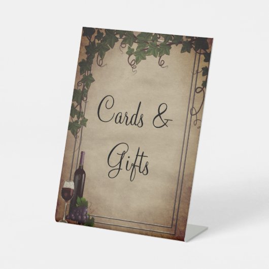 Rustic Winery Wedding Reception Cards Gifts 台座サイン (正面)