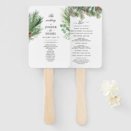 Rustic Winter Berry Pine Greenery Wedding ハンドファン