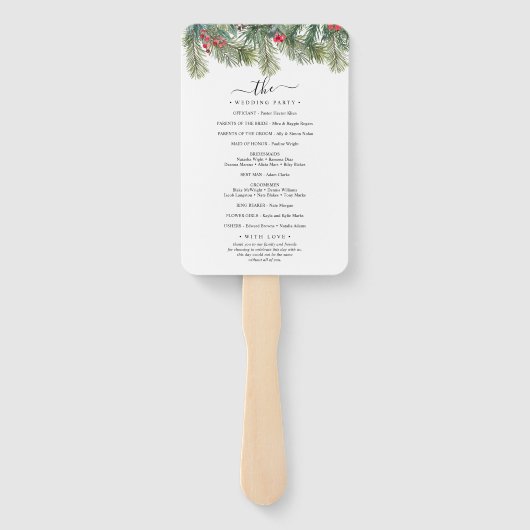 Rustic Winter Berry Pine Greenery Wedding ハンドファン (裏面)
