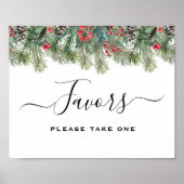 Rustic Winter Berry Pine Greenery Wedding ポスター (正面)