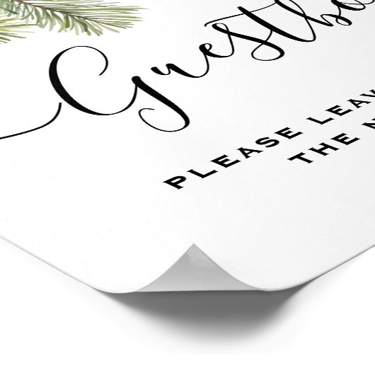 Rustic Winter Berry Pine Greenery Wedding ポスター (角)