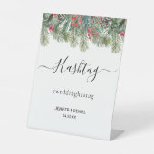 Rustic Winter Berry Pine Greenery Wedding 台座サイン (正面)