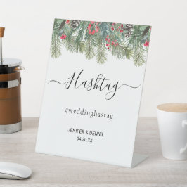 Rustic Winter Berry Pine Greenery Wedding 台座サイン