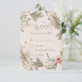 Rustic Winter Boho RSVP Card with Pine Branches サンキューカード (スタンド正面)