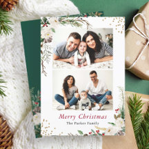 Rustic Winter Botanical Floral 2 Photos Christmas